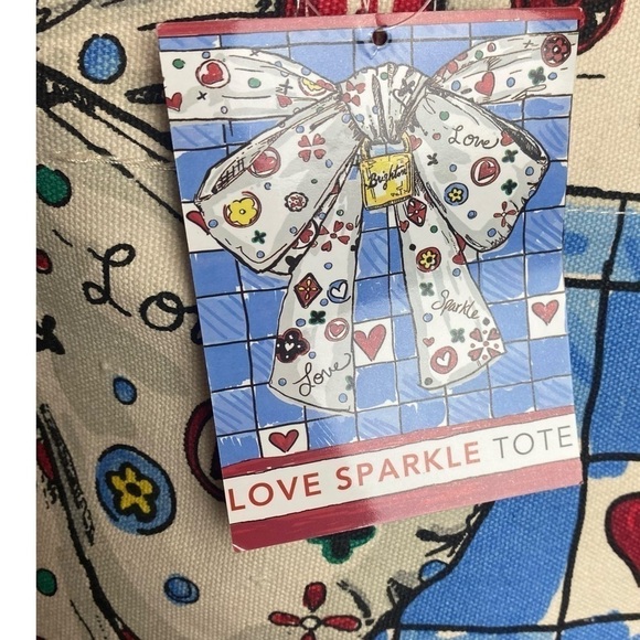 NWT Brighton Love Sparkle Tote Canvas Bag Tom Clancy Design Hearts Cat a… - Picture 6 of 14